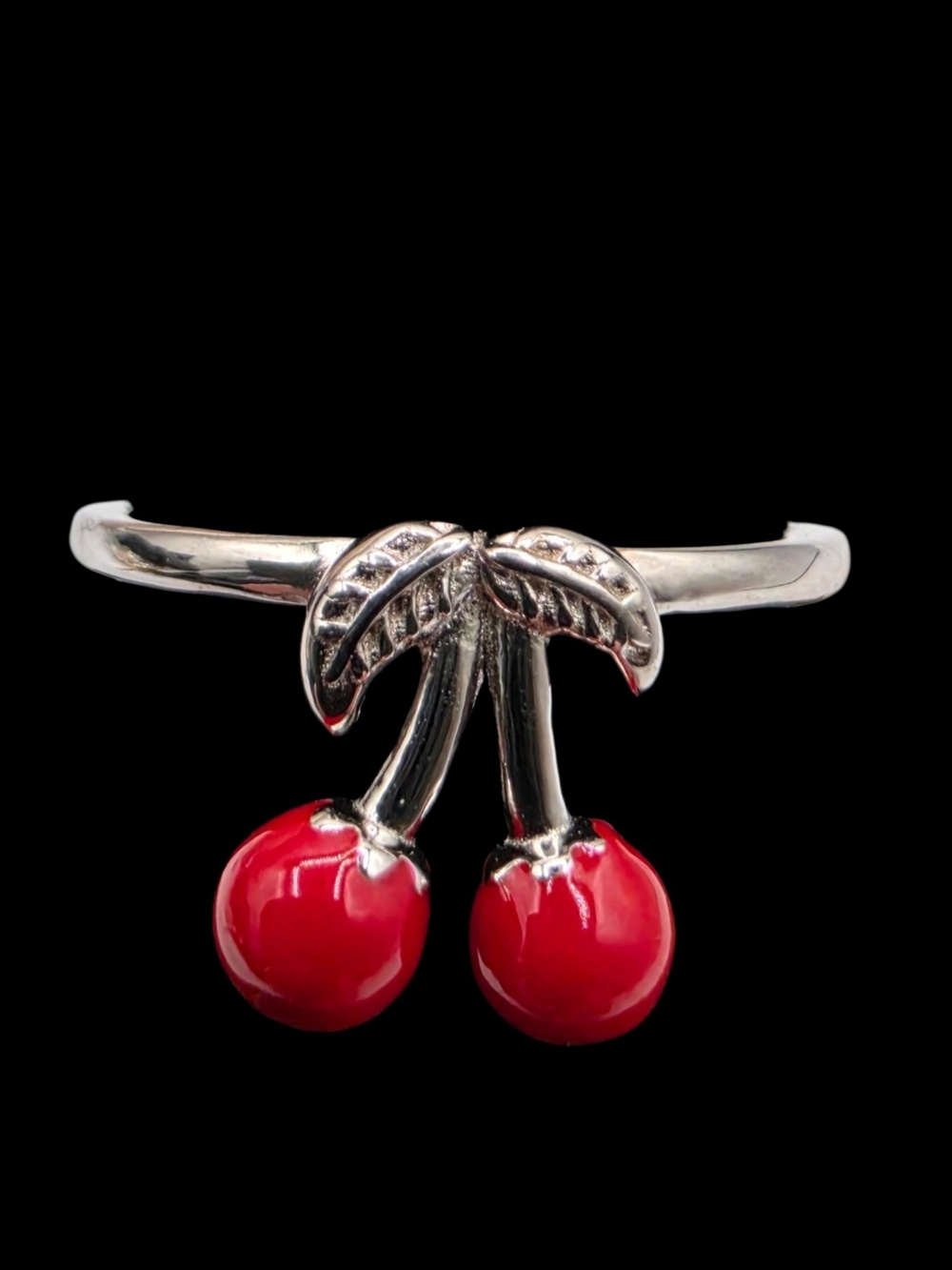 Italian 925 Sterling Silver AAA CZ Red Cherry Ring Size 7